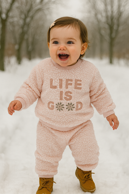 Ensemble bébé fille fourré rose dernière taille 9 mois Hiver chaud et doux ref 2331 ALL FOR KIDS