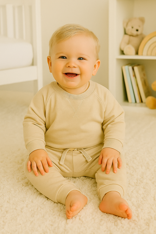 Ensemble garcon 100 % coton beige taille de 2 à 5 ans ref 824 ALL FOR KIDS