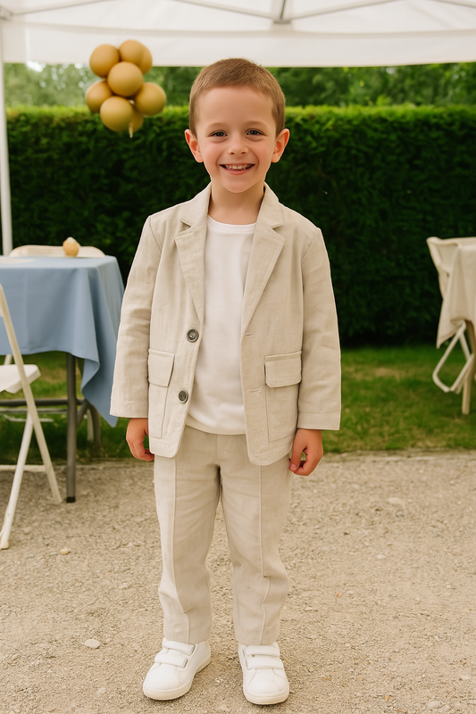 Ensemble garçon chic lin veste pantalon tee-shirt dernière taille 5 ans ref 5962 ALL FOR KIDS