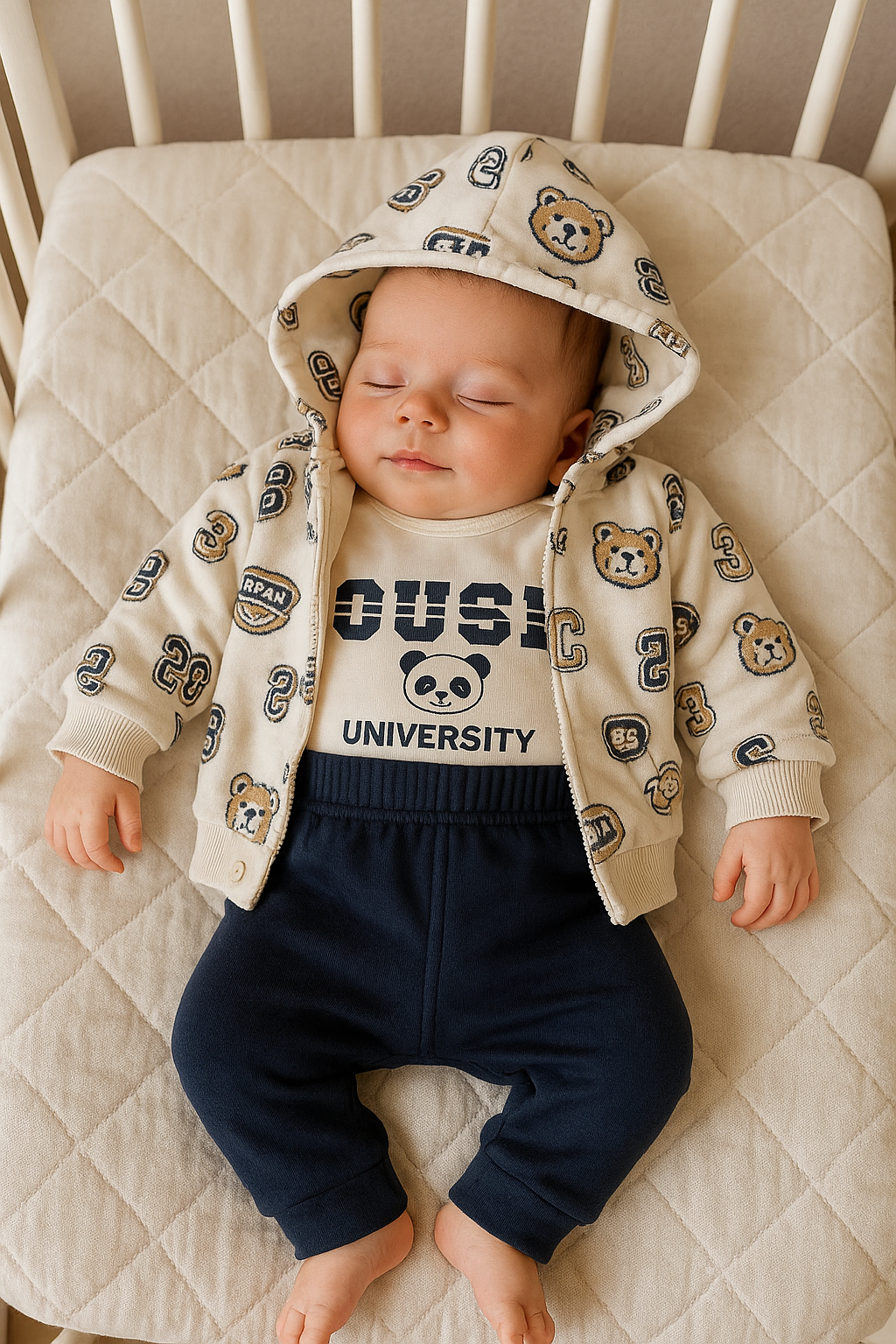 Ensemble naissance body manche longue veste capuche et pantalon coton ref 538 ALL FOR KIDS