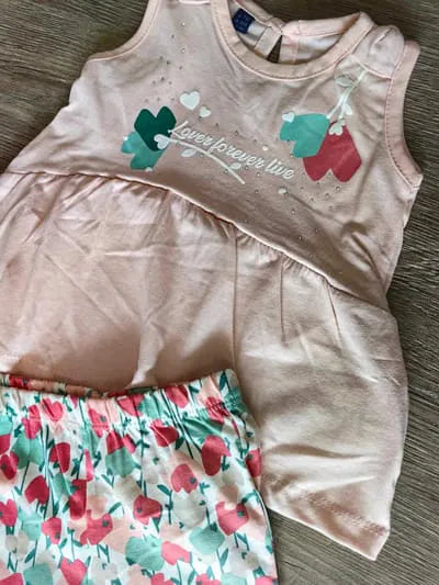 Ensemble fleuri bébé fille dernière taille 9 mois Débardeur & short ref 18214 ALL FOR KIDS