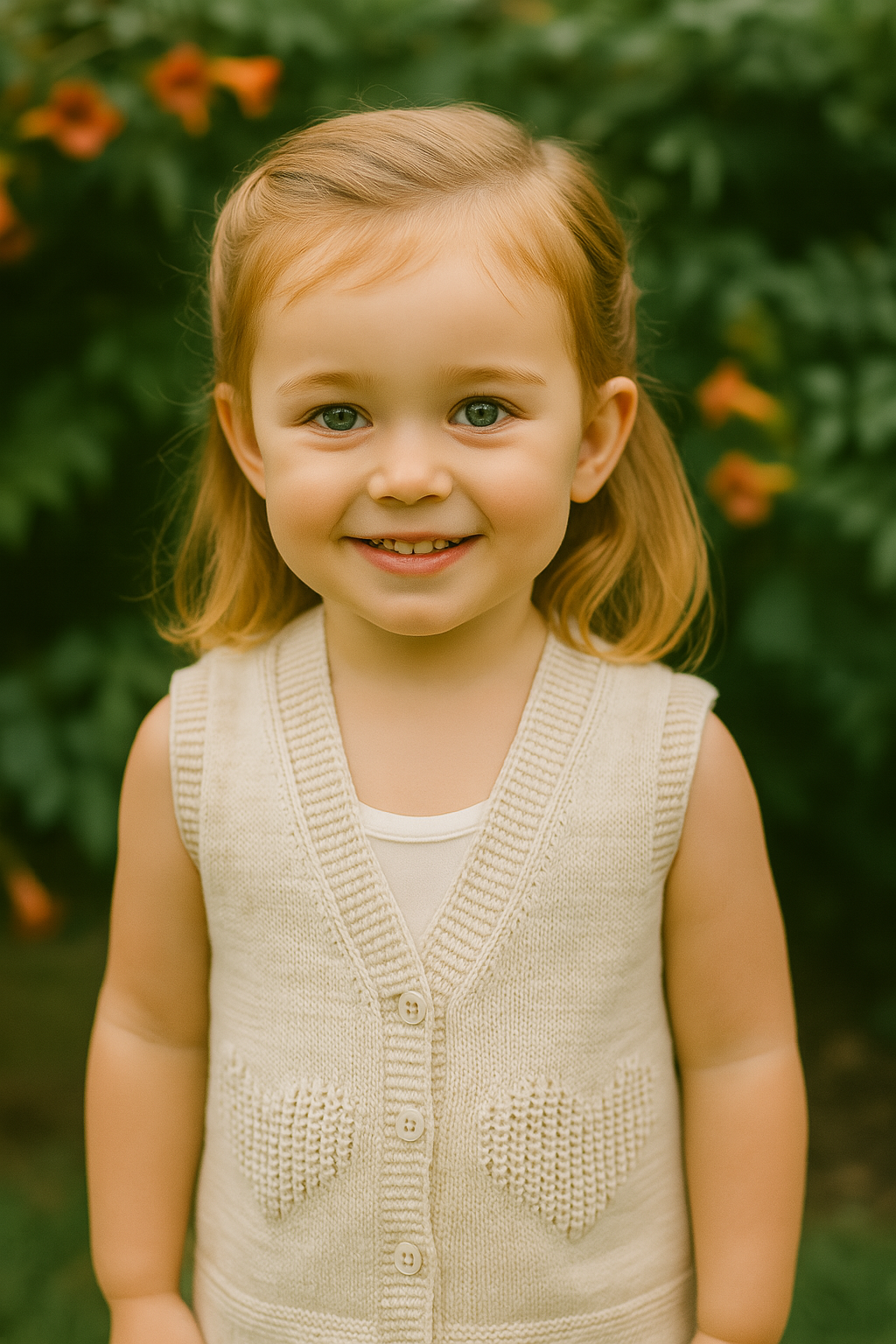 Gilet coton fille beige sans manches dernière taille 4 ans motif cœur ref 1006 ALL FOR KIDS