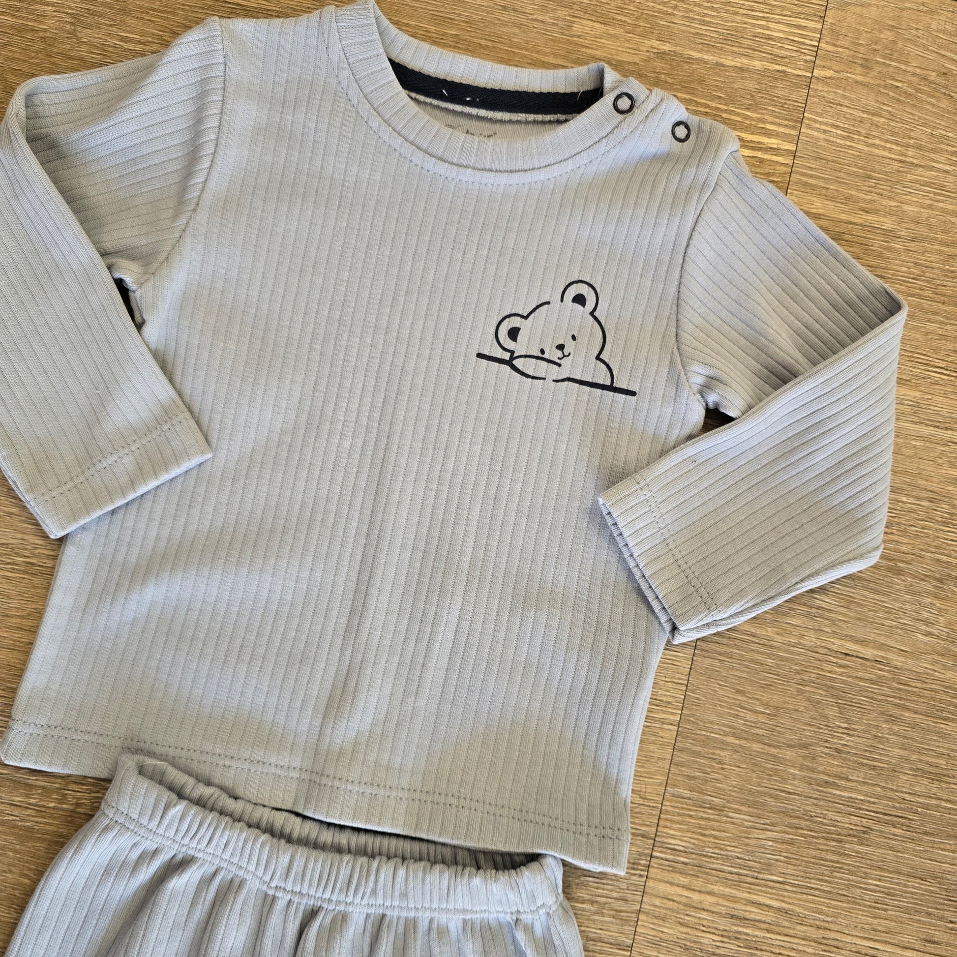 Ensemble bébé ourson bleu doux en coton taille de 6 à 12 mois ref 1460 ALL FOR KIDS