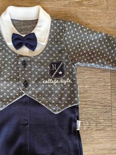 Pyjama bébé chic nœud papillon taille de 0 à 6 mois coton ref 2387 ALL FOR KIDS