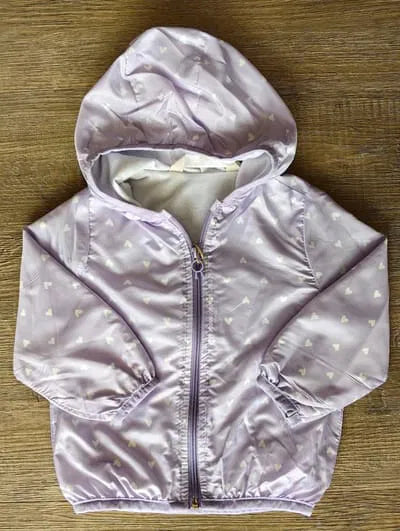 Imperméable fille lila à cœurs doublé coton taille de 1 à 4 ans ref 22993 ALL FOR KIDS