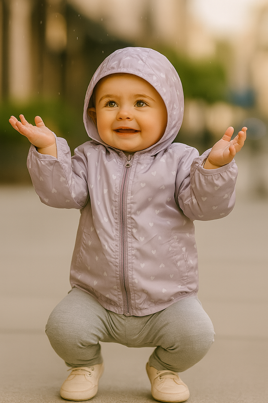 Imperméable fille lila à cœurs doublé coton taille de 1 à 4 ans ref 22993 ALL FOR KIDS