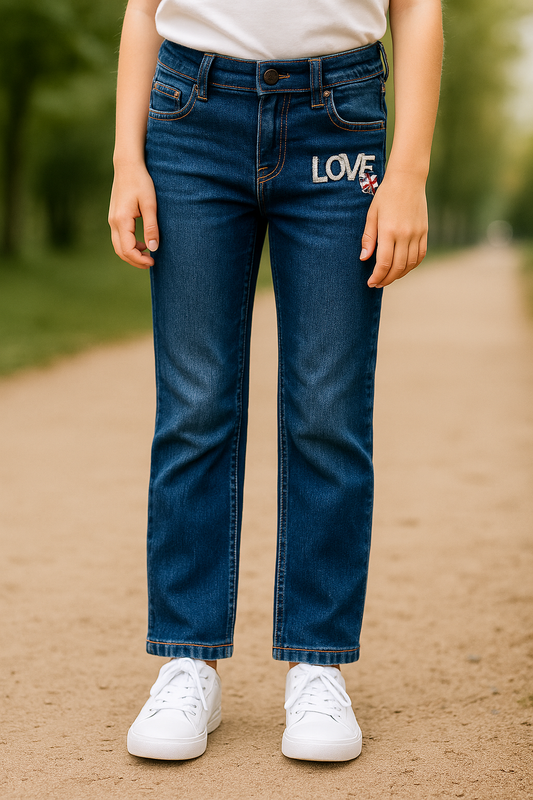 Jean fille Lee Cooper LOVE Coton stretch dernière taille 4 et 10 et 12 ans ref 0911 ALL FOR KIDS