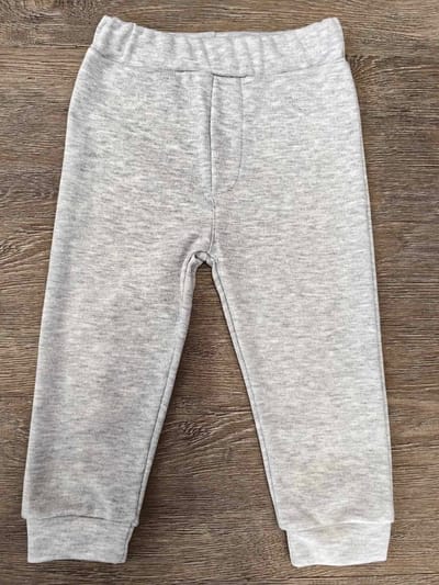 Jogging bébé gris 100 % coton avec taille élastiquée