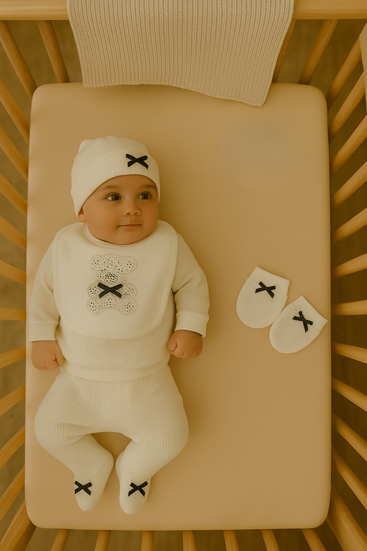 Coffret naissance fille papillon strass 5 pièces coton 0/3 mois ref 6503 (Copie) ALL FOR KIDS
