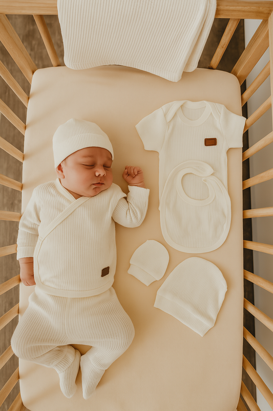 Coffret naissance blanc 7 pièces bébé 100% Coton doux 0/3 mois ref 1349 ALL FOR KIDS