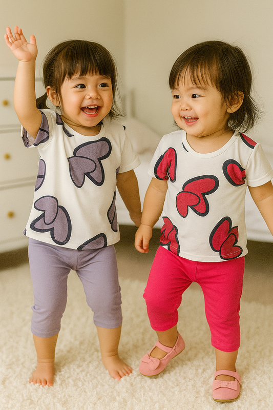 Ensemble fille dernière taille 3 ans Tee-shirt cœur & legging court ref 4142 ALL FOR KIDS