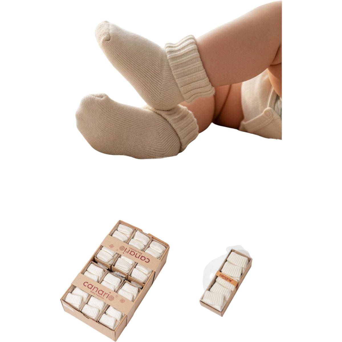 Lot de 5 paires de chaussettes bébé en coton écru 3 à 6 mois