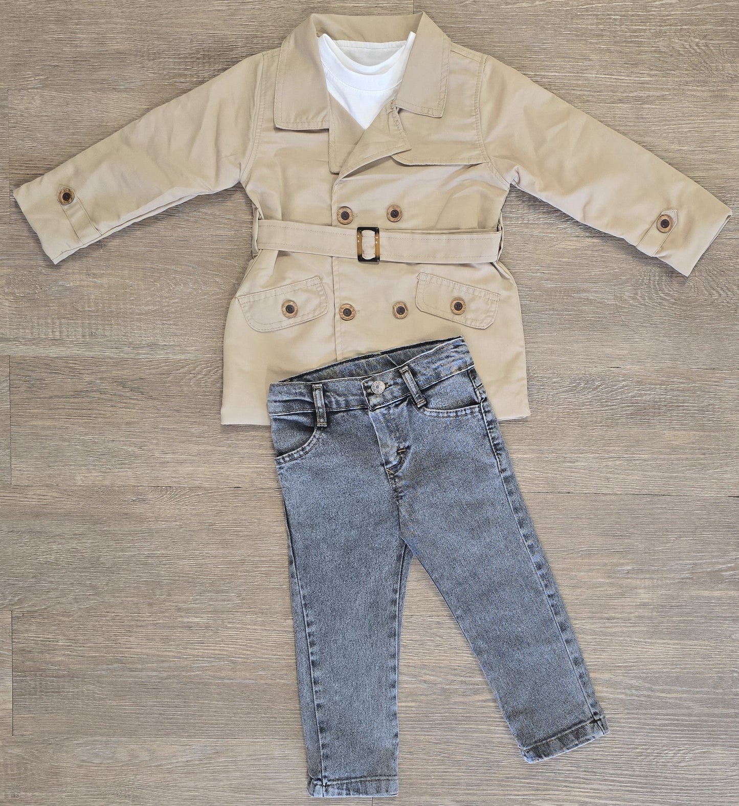 Ensemble garçon trench & jean chic 3 pièces coton taille de 2 à 5 ans ref 7608 ALL FOR KIDS