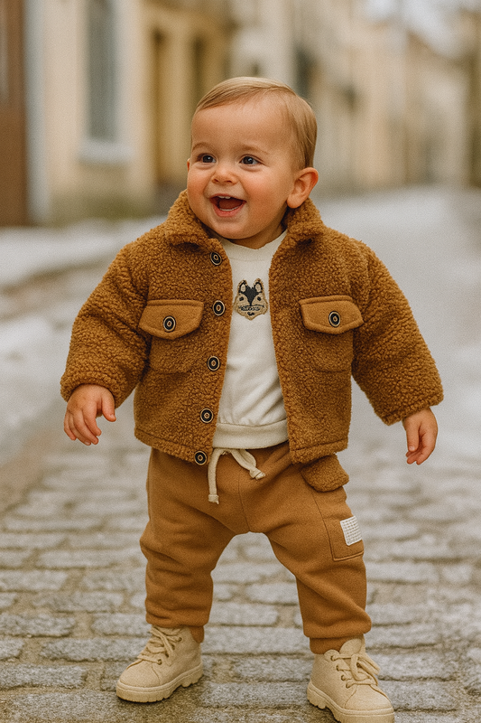 Ensemble bébé hiver chaud 3 pièces 9 mois camel ref 8067 ALL FOR KIDS
