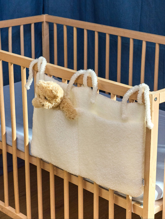 Organisateur de lit bébé en sherpa blanc