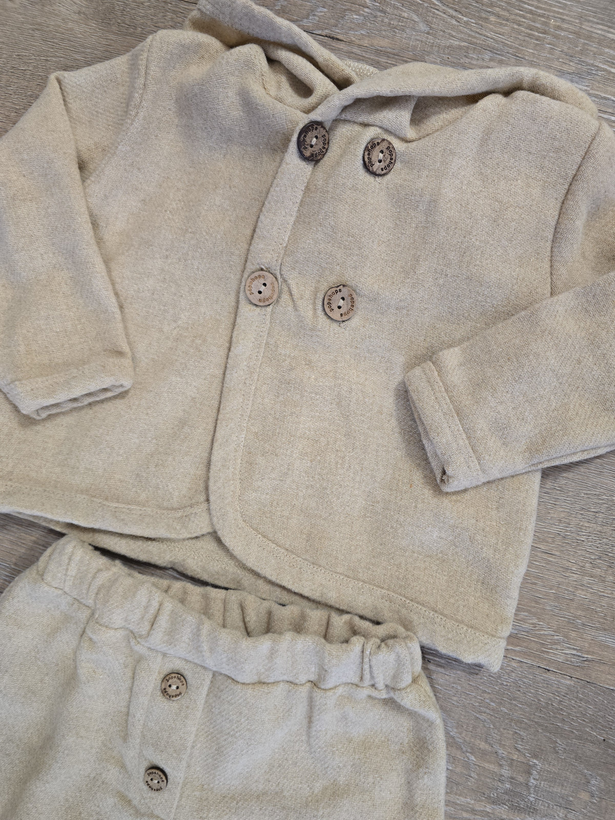 Pantalon beige bébé garçon taille élastiquée ensemble 2 pièces All for Kids
