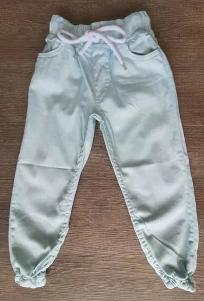 Pantalon fille bleu ciel 100% coton dernière tailles 7 ans ref 4025 ALL FOR KIDS