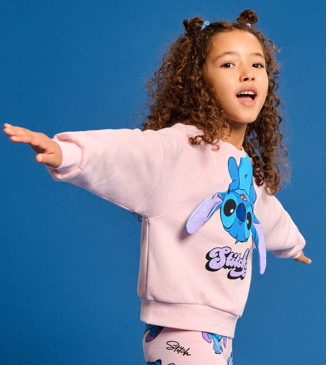 Sweat fille Stitch rose 100% coton Tailles de 3 à 6 ans ref 042 ALL FOR KIDS