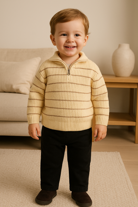 Ensemble garçon chic pull rayé zippé + pantalon taille de 2 à 3 ans ref 654 ALL FOR KIDS