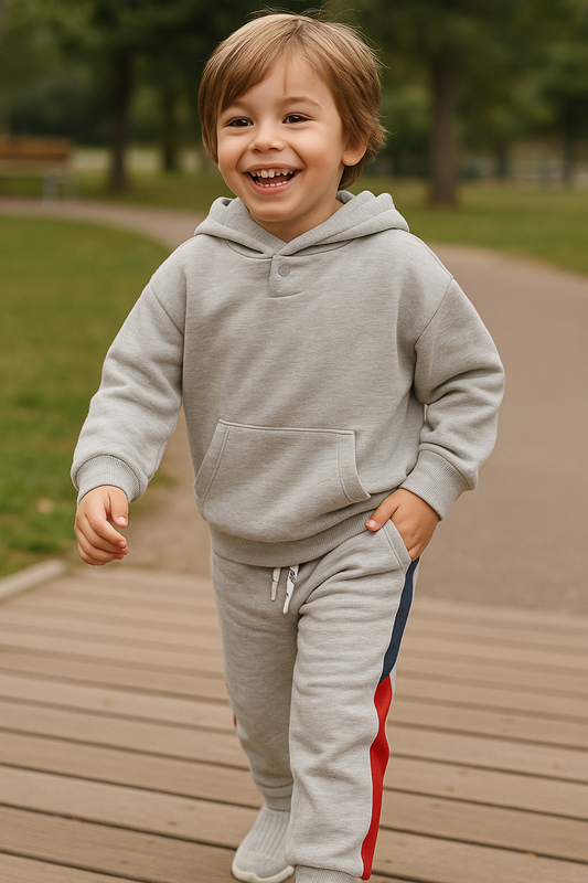 Ensemble de jogging garçon gris sweet capuche 3 à 5 ans coton ref 446 ALL FOR KIDS