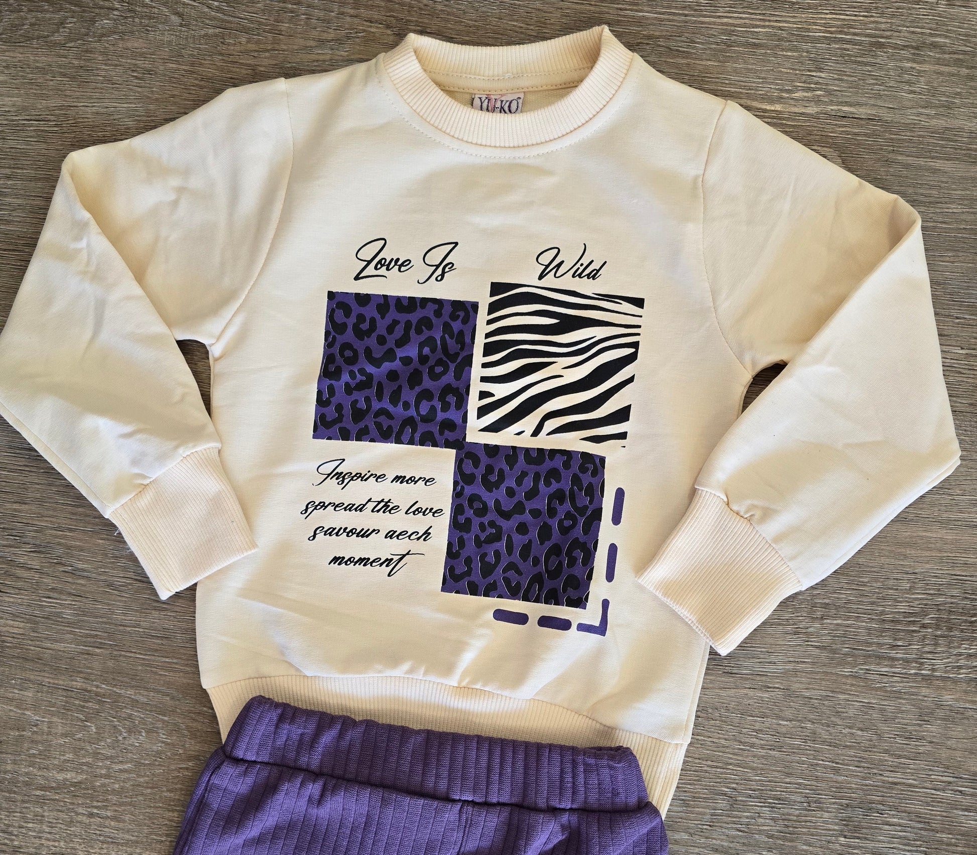 Ensemble fille Pull imprimé & legging rose ou violet taille de 2 à 5 ans ref 10046 ALL FOR KIDS
