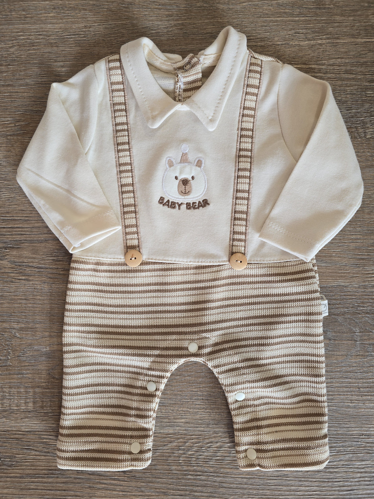 Pyjama bébé Baby Bear rayé effet salopette 100 % coton – vue produit