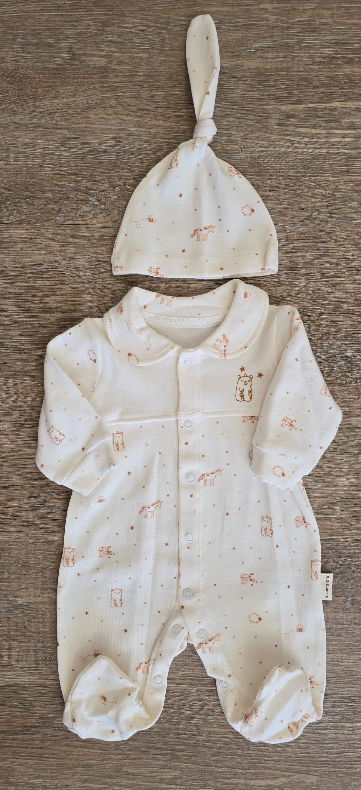 Pyjama bébé fille col Claudine avec bonnet – vue produit