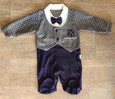 Pyjama bébé chic nœud papillon taille de 0 à 6 mois coton ref 2387 ALL FOR KIDS