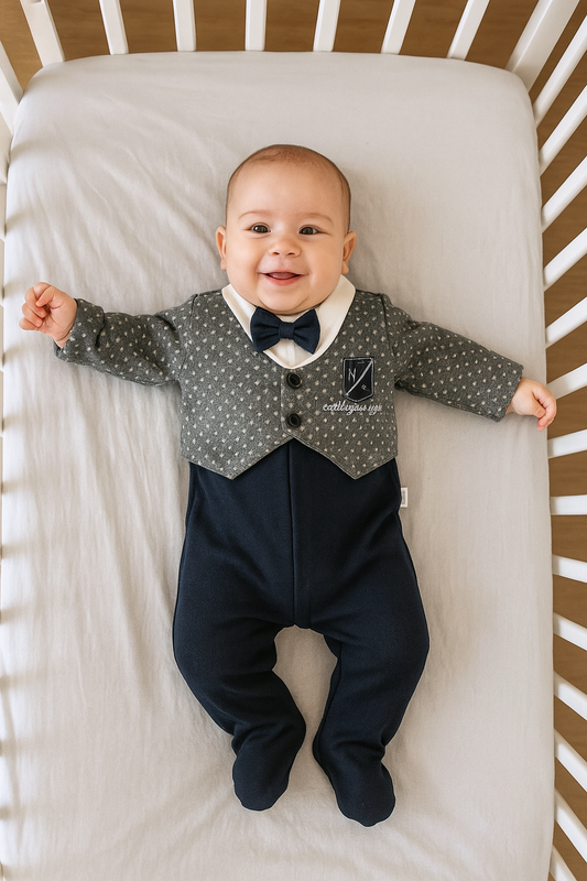 Pyjama bébé chic nœud papillon taille de 0 à 6 mois coton ref 2387 ALL FOR KIDS