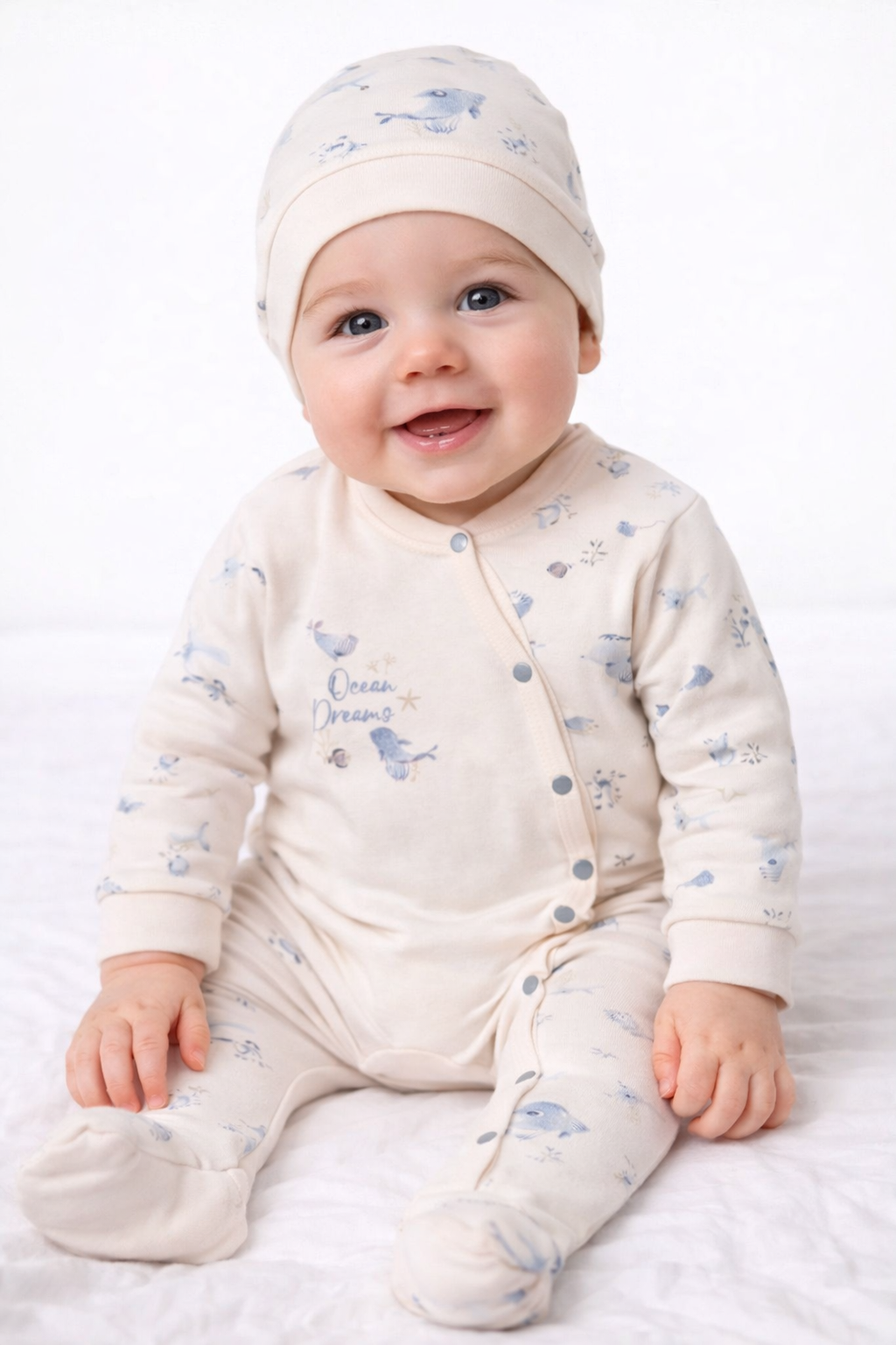 Pyjama bébé garçon avec bonnet coton taille de 0 à 6 mois marin ref 15 ALL FOR KIDS