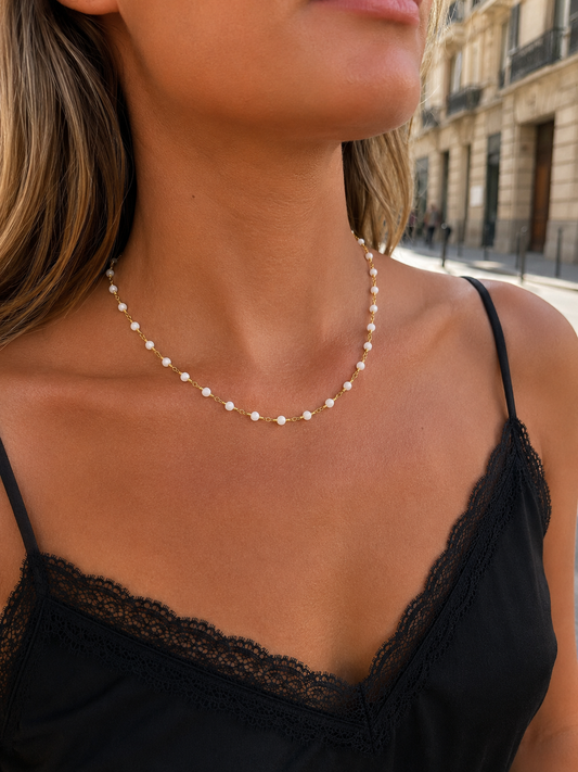 Collier femme perles blanches ALL FOR KIDS