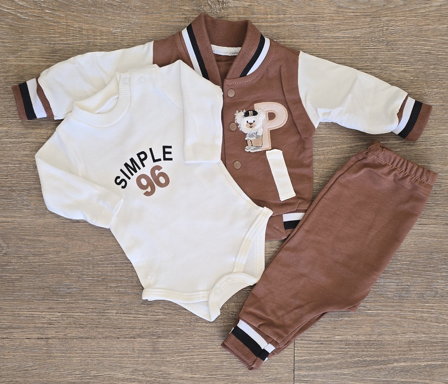 Ensemble bébé garçon 3 pièces teddy 100 % coton taille de 0 à 6 mois ALL FOR KIDS