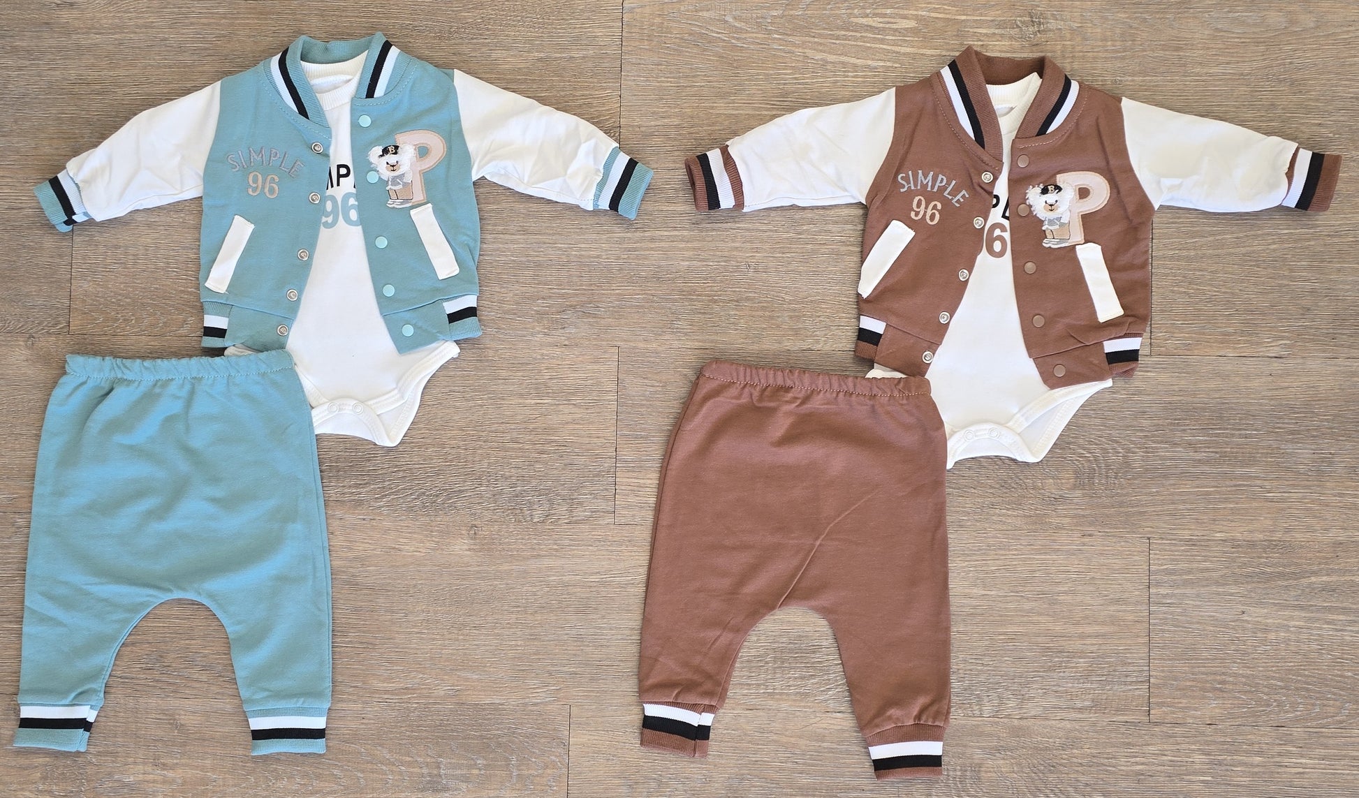 Ensemble bébé garçon 3 pièces teddy 100 % coton taille de 0 à 6 mois ALL FOR KIDS