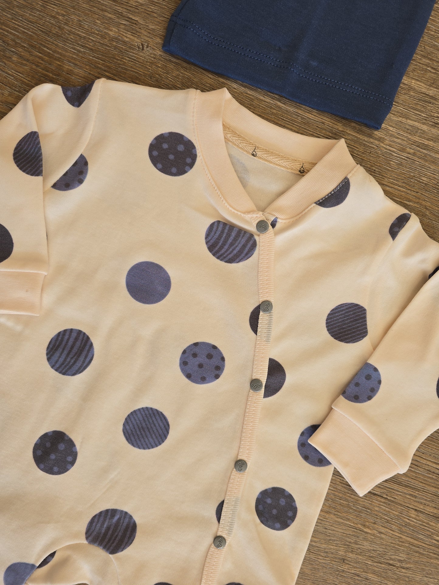 Pyjama bébé pois bleu avec bonnet 0 à 6 mois 100% coton ref 2 ALL FOR KIDS