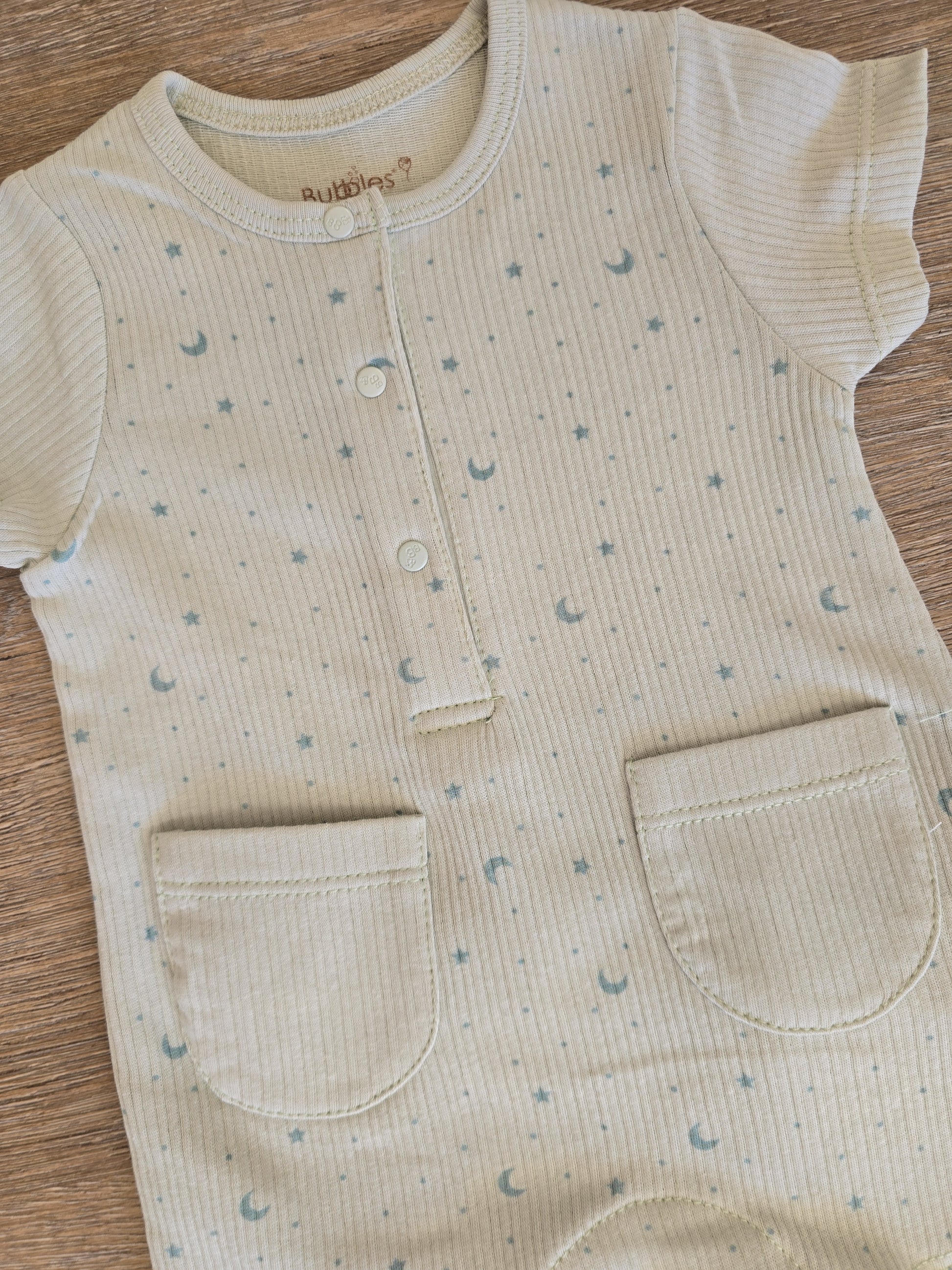 Combishort bébé garçon coton lune étoiles taille de 0 à 6 mois ref 25 ALL FOR KIDS