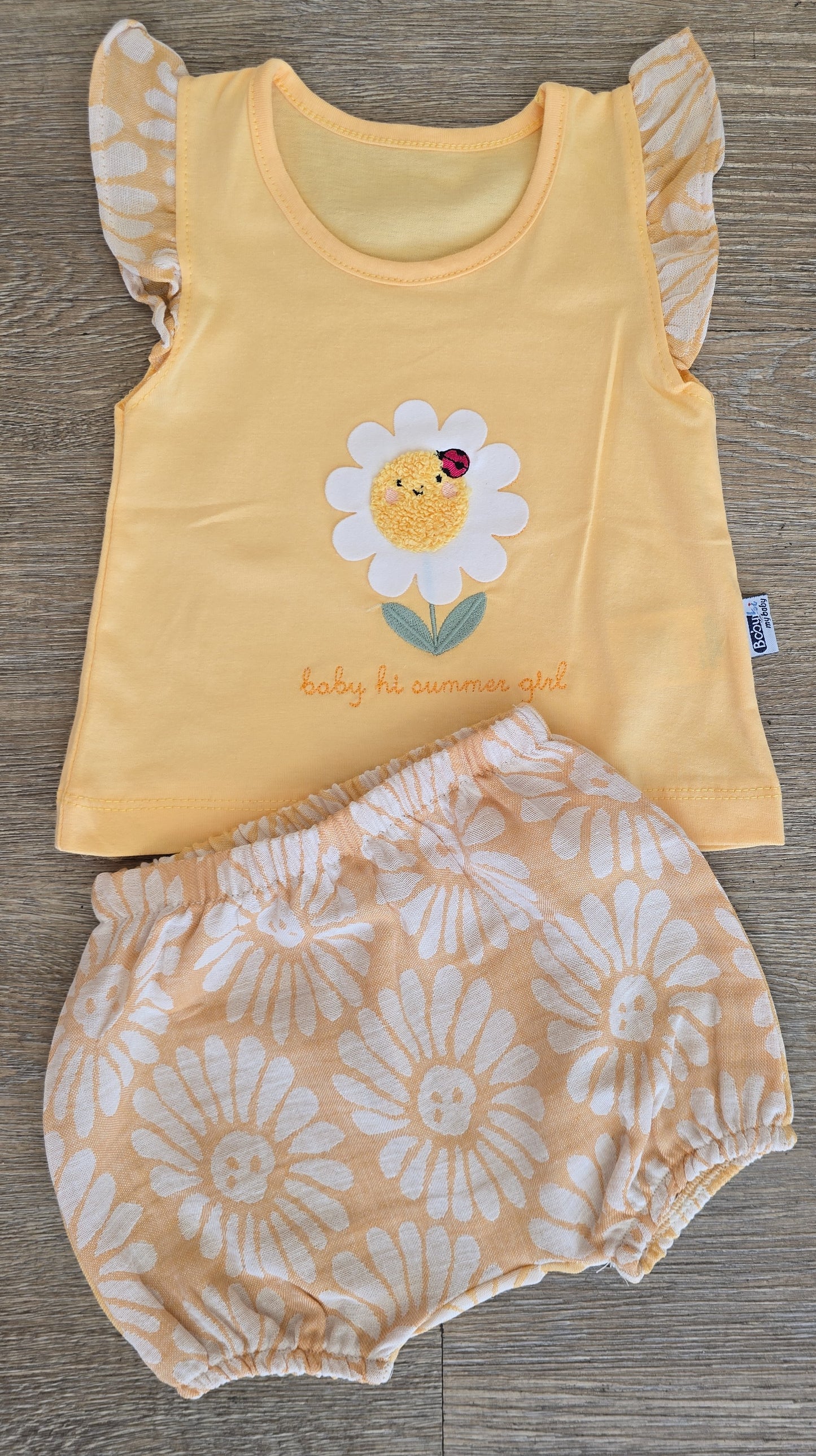 Ensemble bébé fille fleur débardeur et short en coton taille de 9 à 18 mois ref 253 ALL FOR KIDS