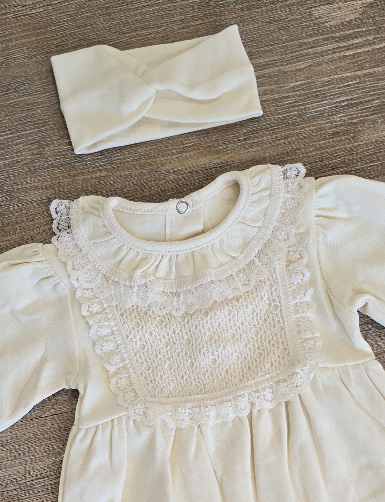 Combinaison bébé fille à dentelle avec bandeau assorti taille de 0 à 6 mois ref 41 ALL FOR KIDS