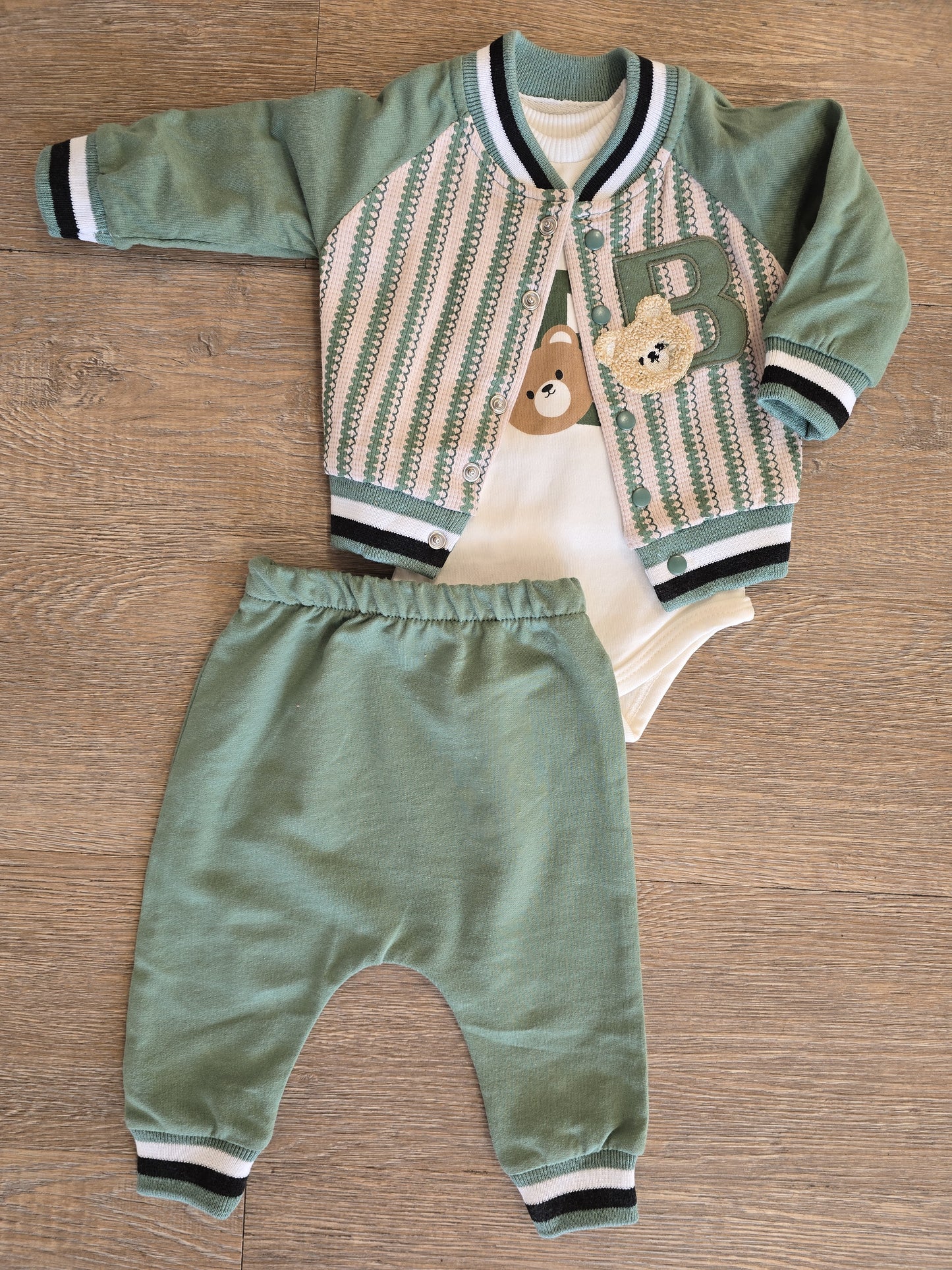 Ensemble bébé garçon style teddy 3 pièces taille de 0 à 6 mois ref 1380 ALL FOR KIDS