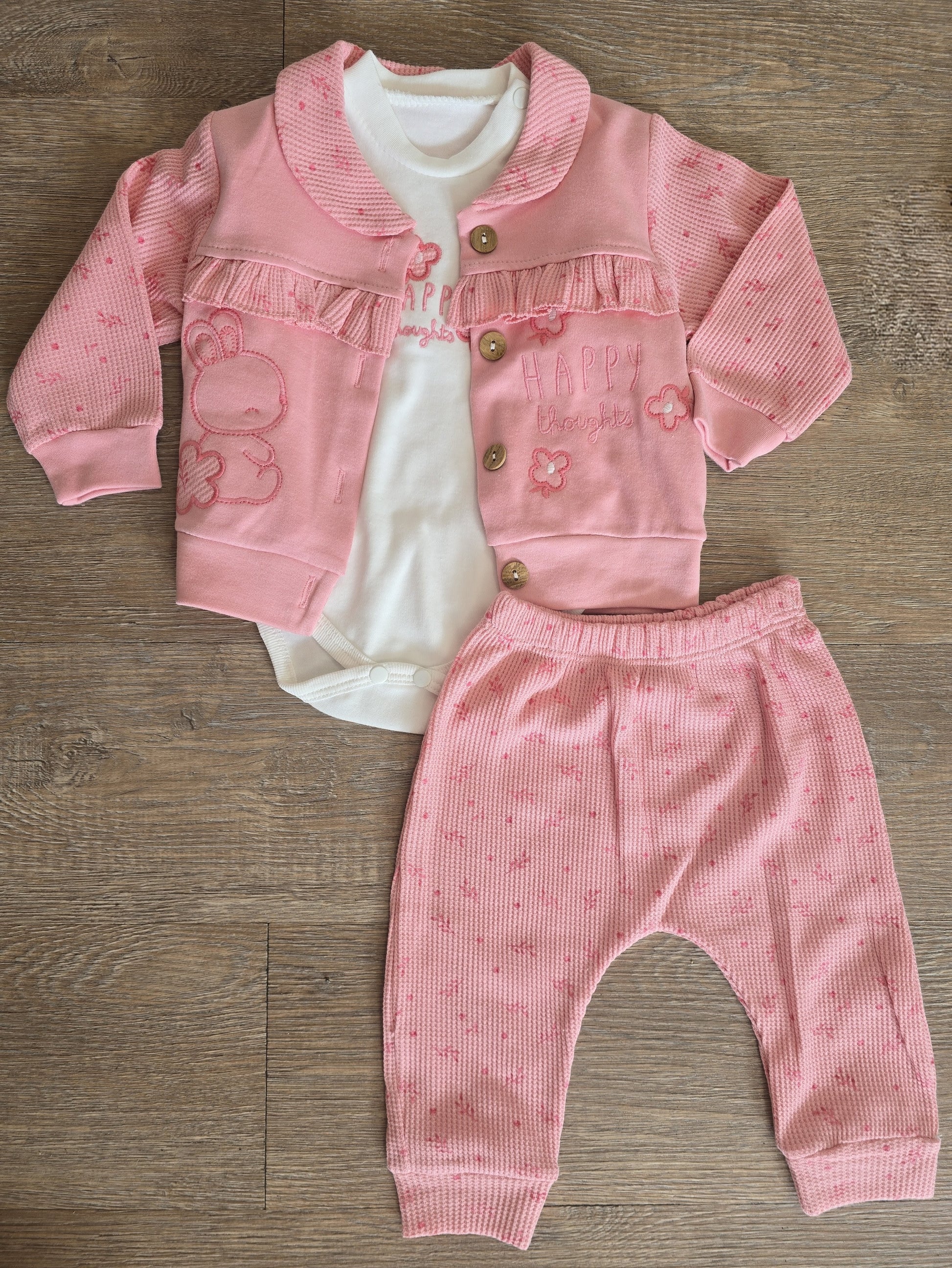 Ensemble bébé fille 3 pièces taille de 3 à 9 mois 100% coton ref 2077 ALL FOR KIDS
