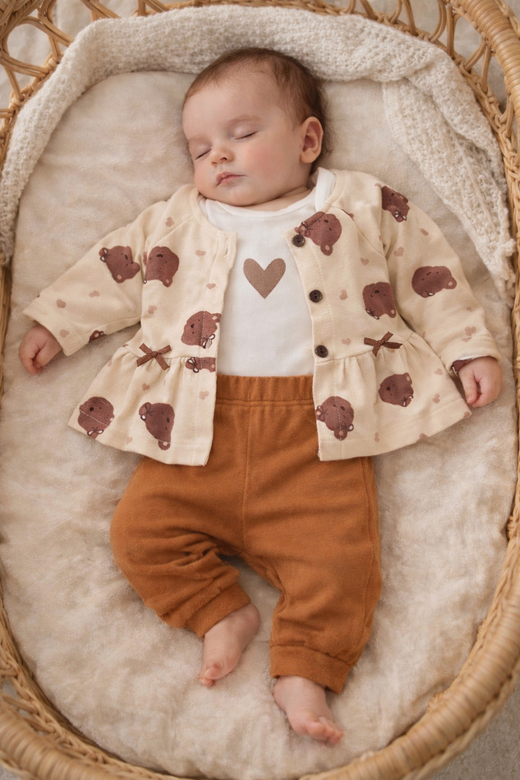 Ensemble bébé fille 3 pièces oursons 100% coton taille de 3 à 9 mois ref 6004 ALL FOR KIDS