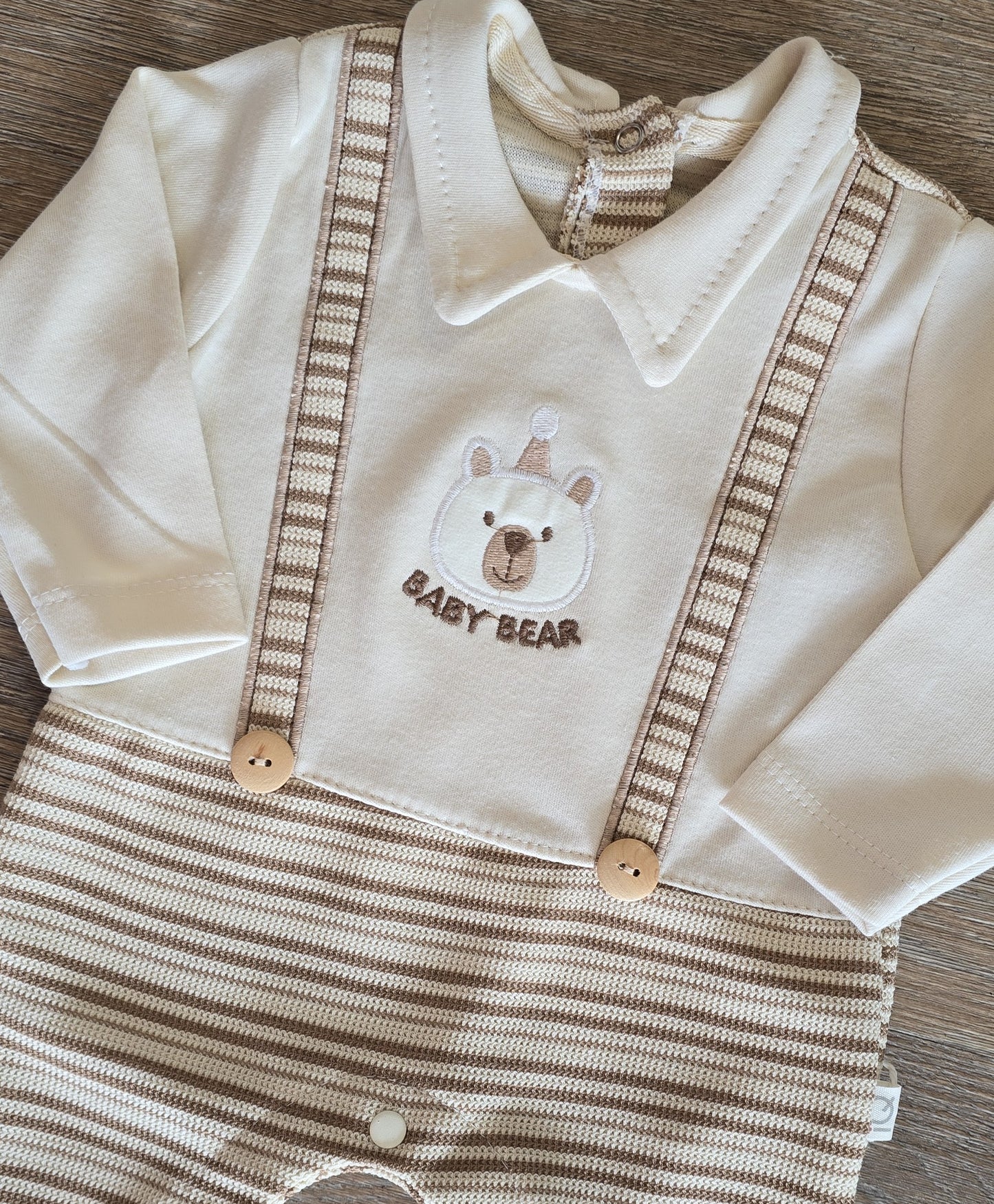 Pyjama bébé Baby Bear rayé  look salopette 100 % coton ref 1157 ALL FOR KIDS