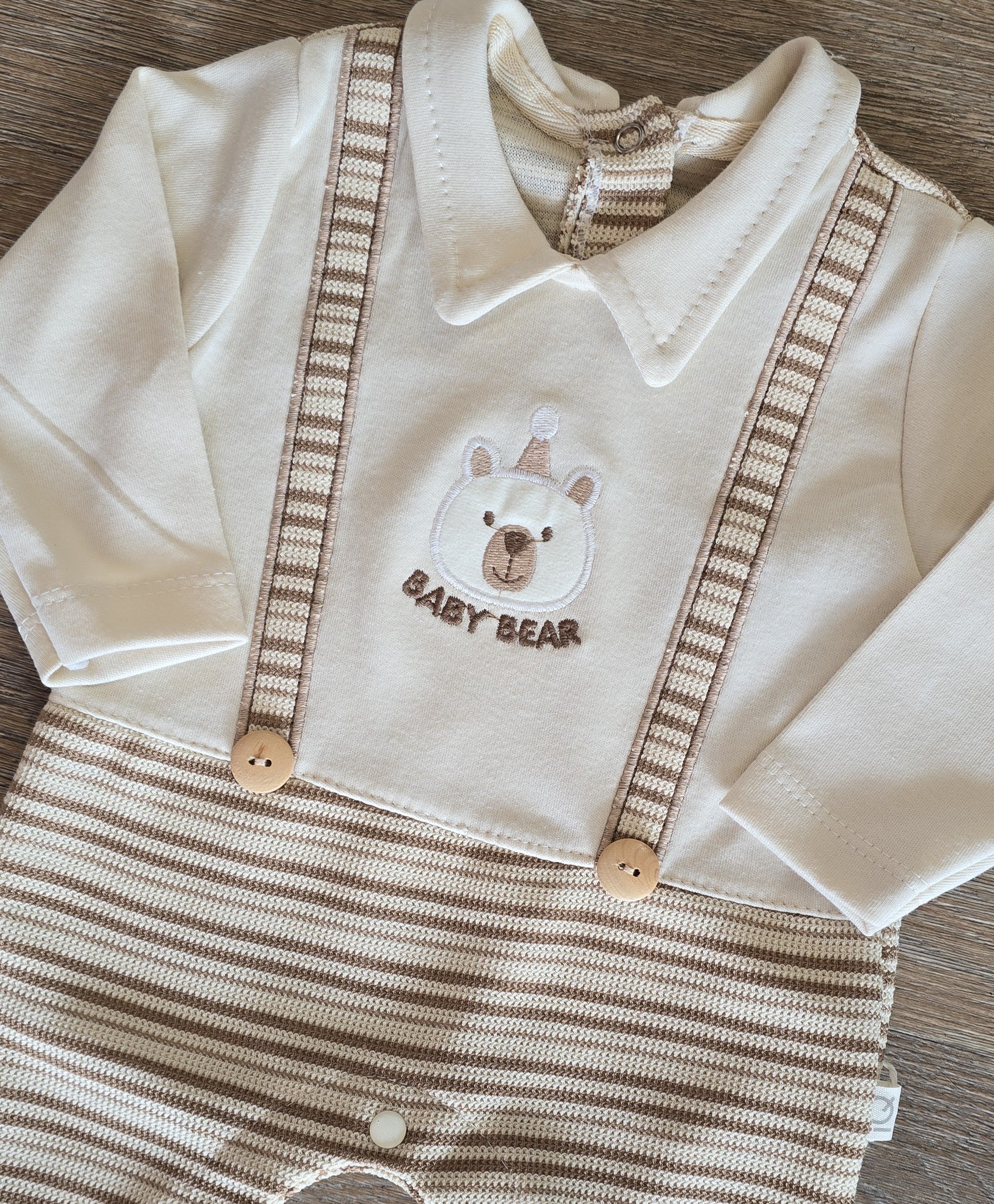 Pyjama bébé Baby Bear rayé  look salopette 100 % coton ref 1157 ALL FOR KIDS