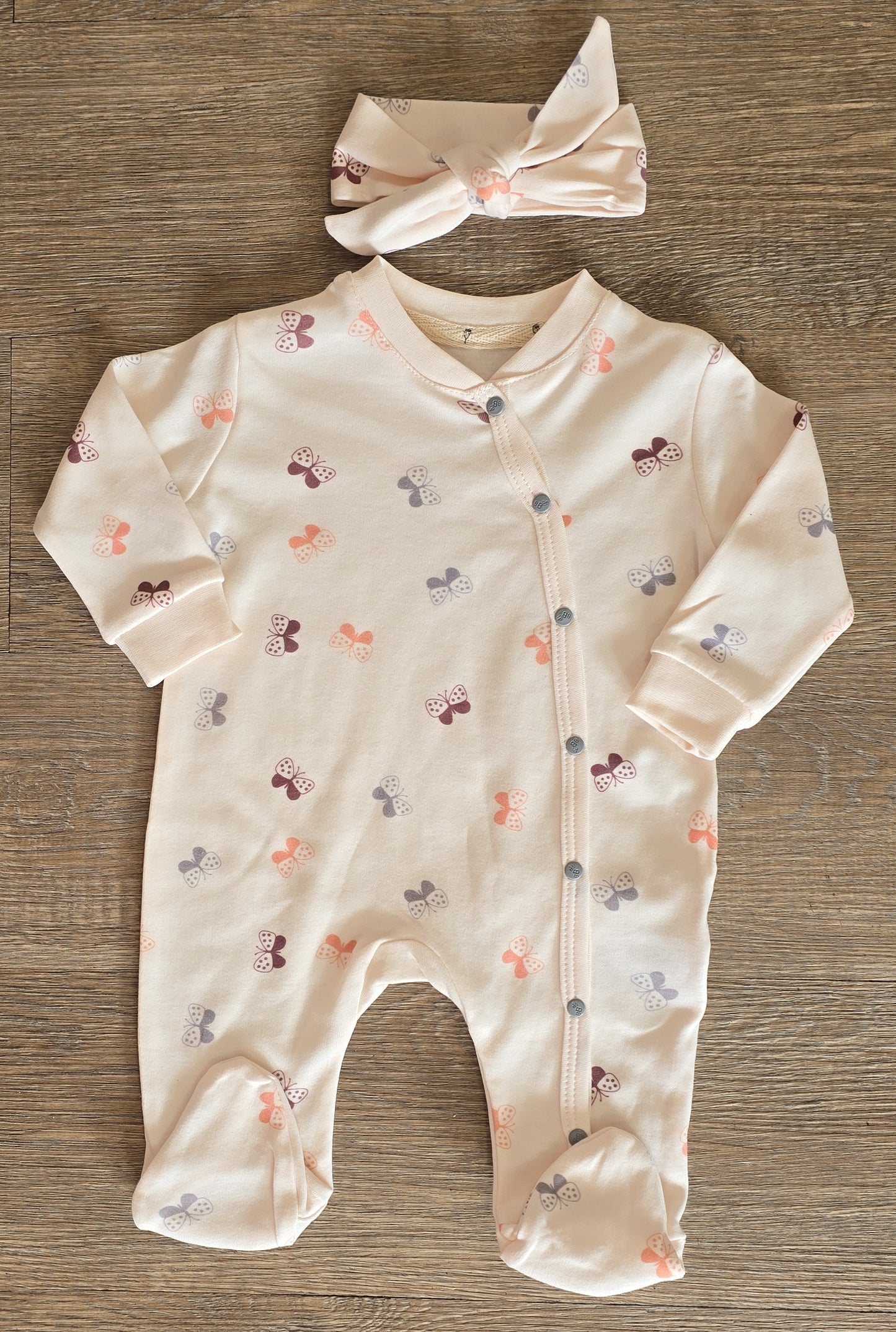 Pyjama bébé fille ouverture intégrale taille de 0 à 6 mois 100% coton ref 1031 ALL FOR KIDS