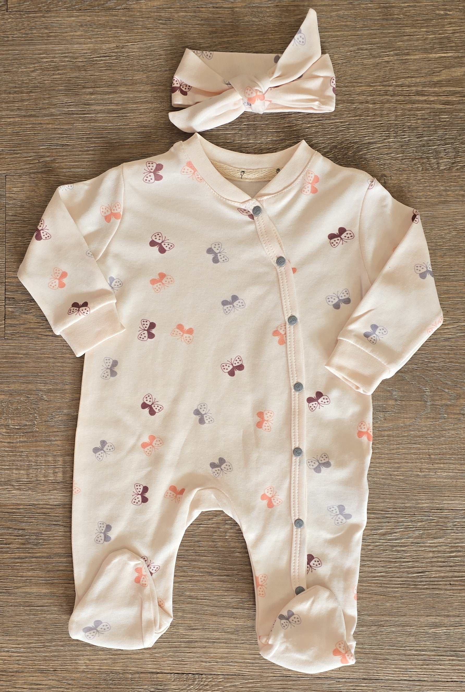 Pyjama bébé fille ouverture intégrale taille de 0 à 6 mois 100% coton ref 1031 ALL FOR KIDS