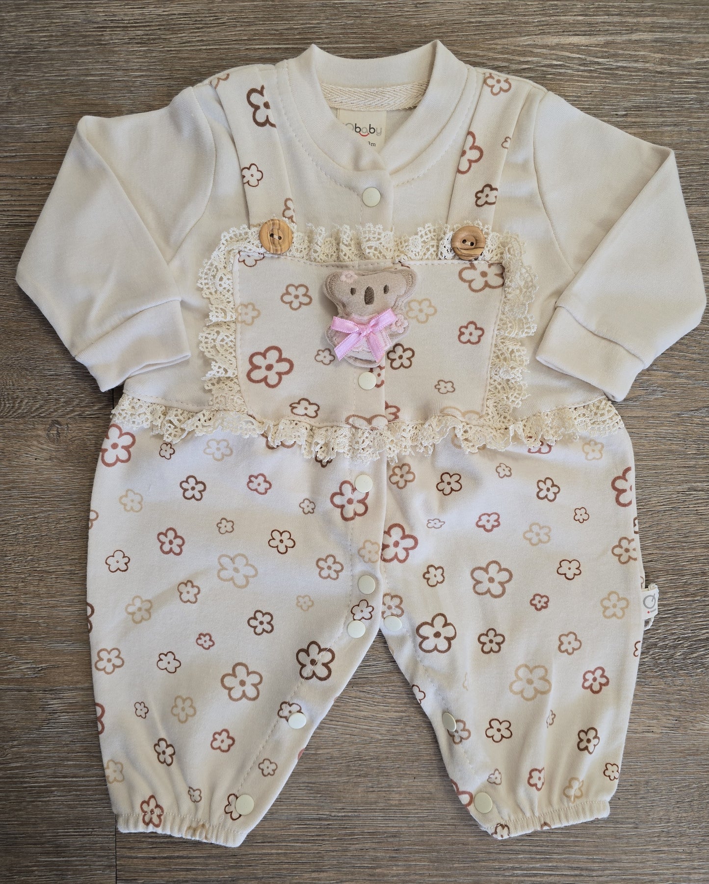 Pyjama bébé fille fleurie taille de 0 à 6 mois 100% coton ref 1158 ALL FOR KIDS