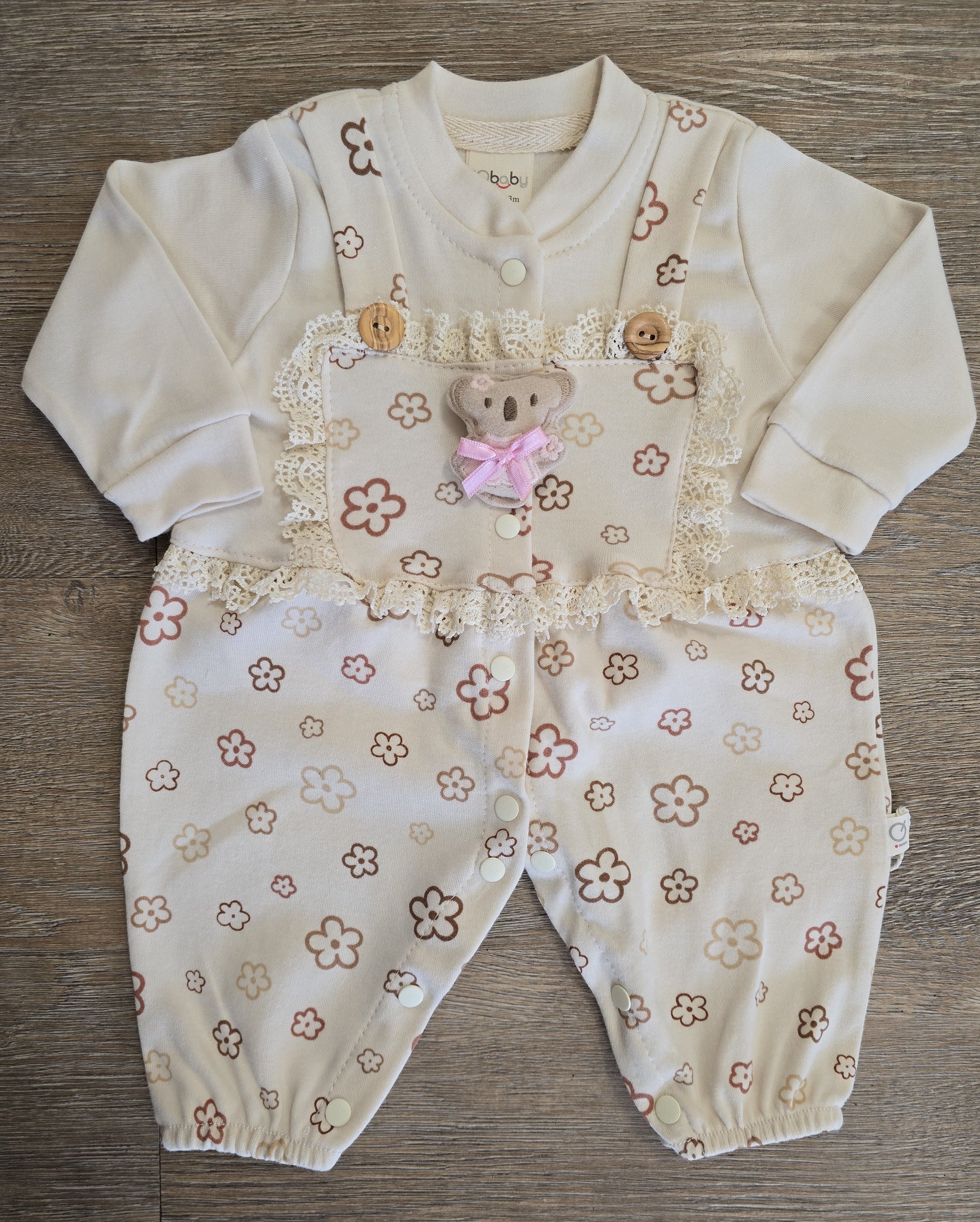 Pyjama bébé fille fleurie taille de 0 à 6 mois 100% coton ref 1158 ALL FOR KIDS