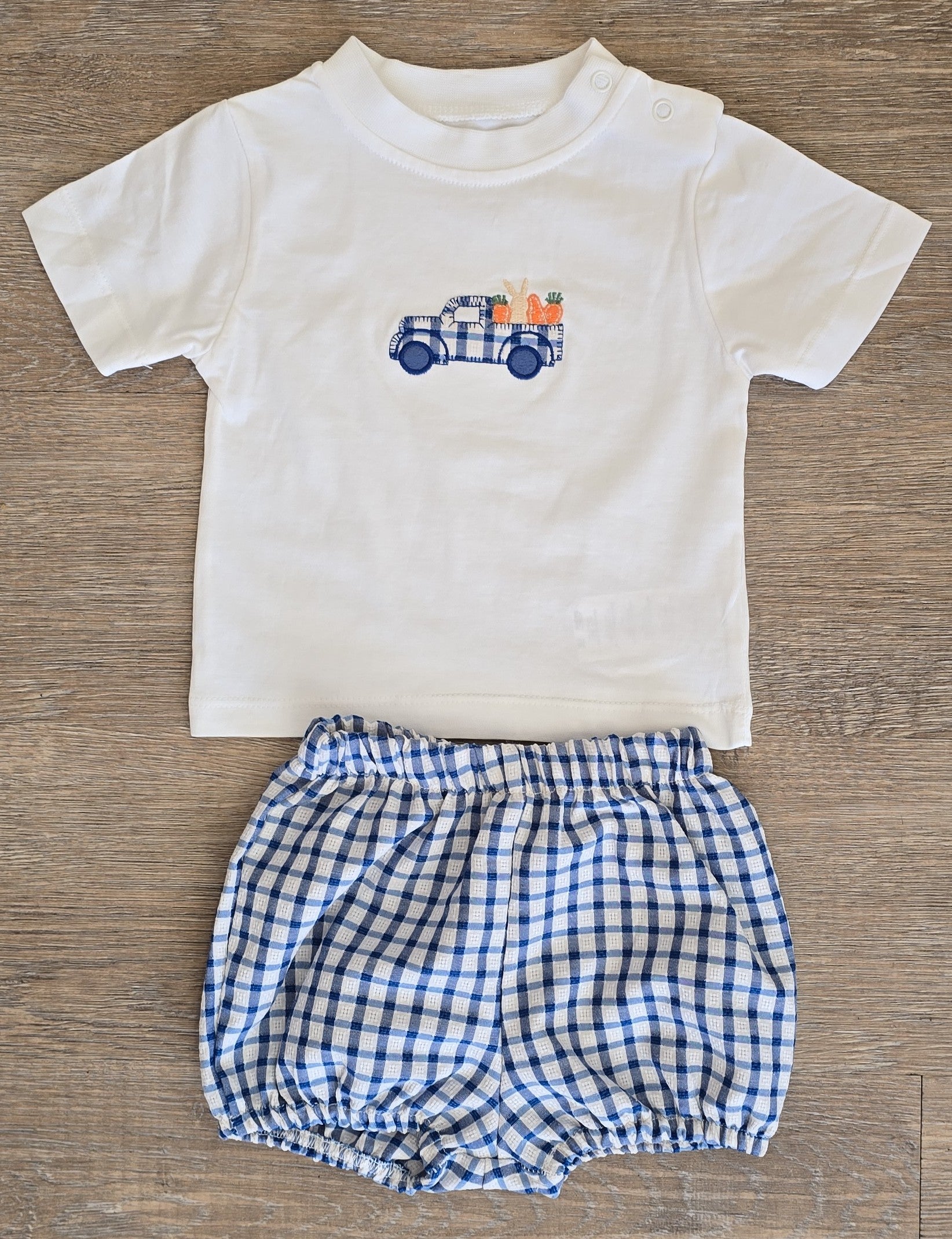 Ensemble bébé fille coton carreaux camion taille de 6 à 18 mois ref 28 ALL FOR KIDS