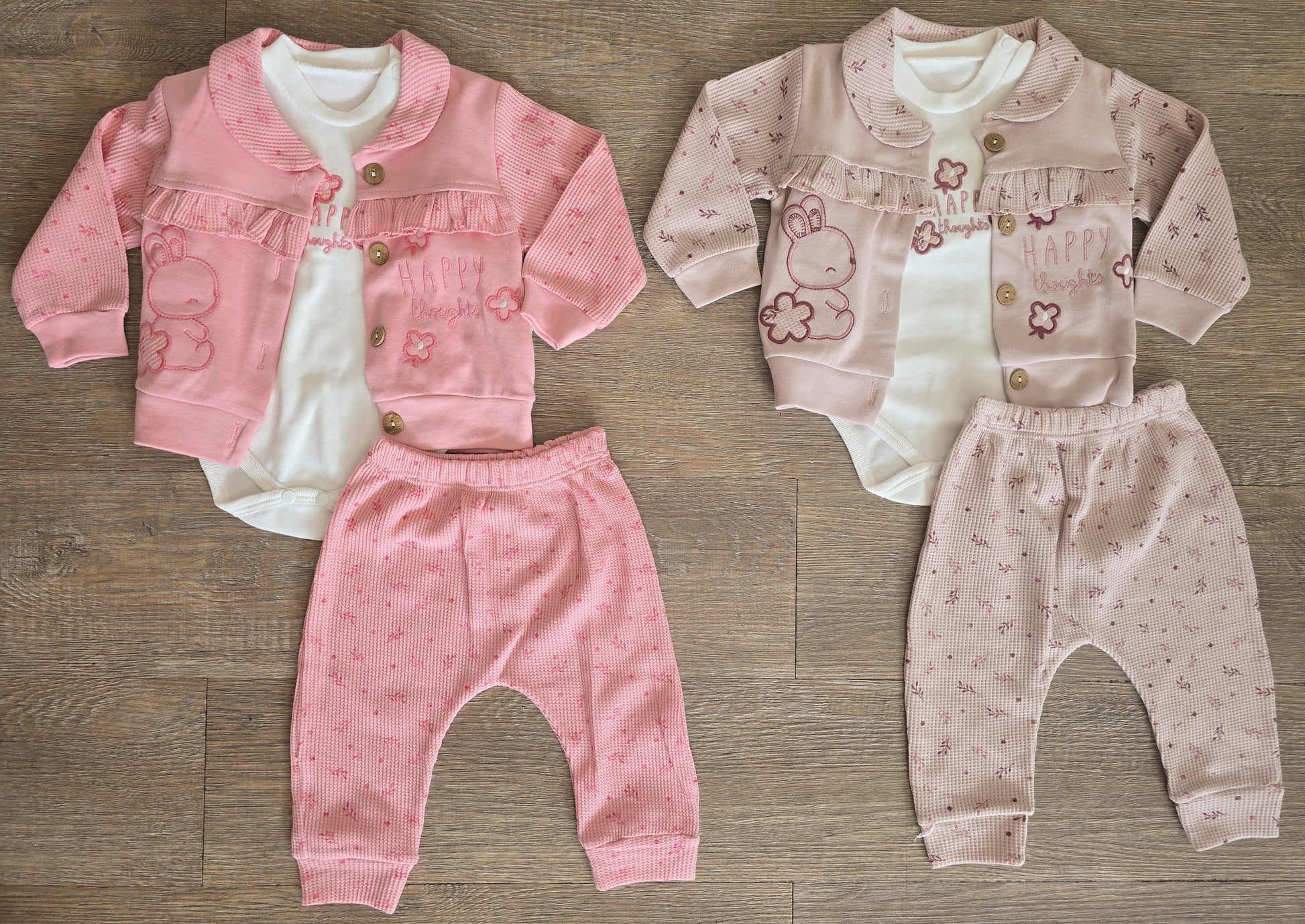 Ensemble bébé fille 3 pièces taille de 3 à 9 mois 100% coton ref 2077 ALL FOR KIDS