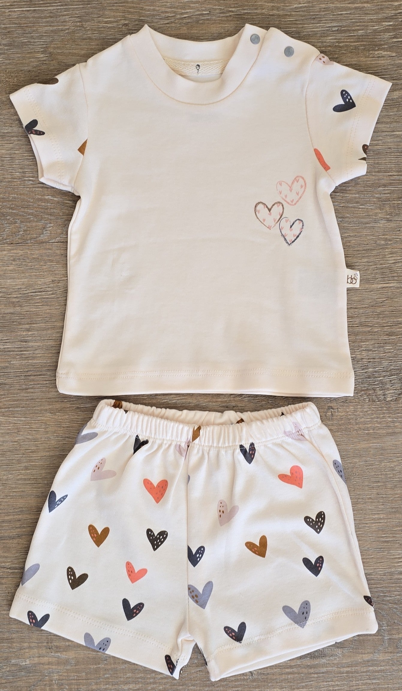 Ensemble bébé fille cœurs coton taille de 3 à 12 mois ref 24 ALL FOR KIDS