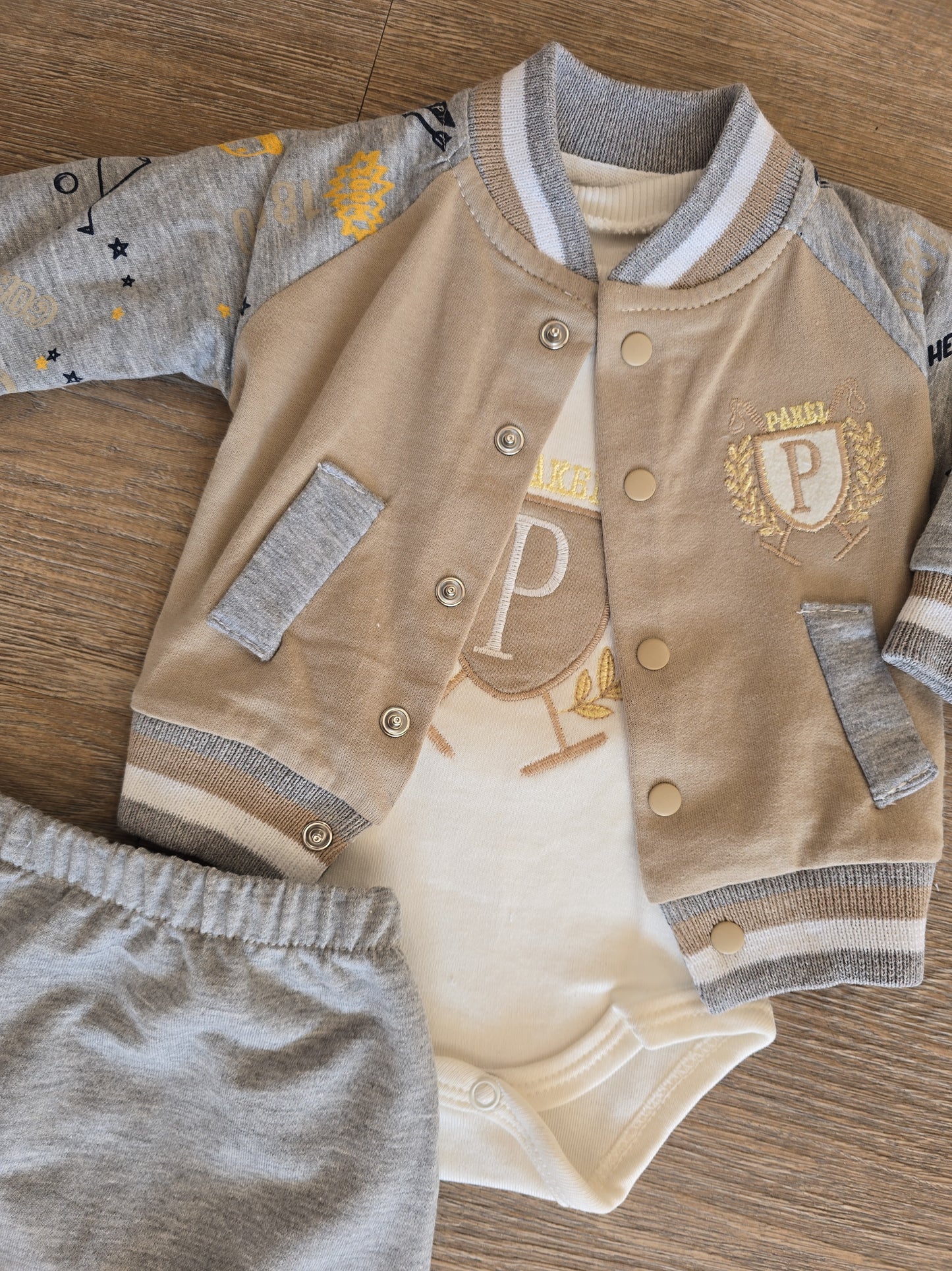 Ensemble bébé garçon 3 pièces coton taille de 0 à 9 mois ref 1099 ALL FOR KIDS